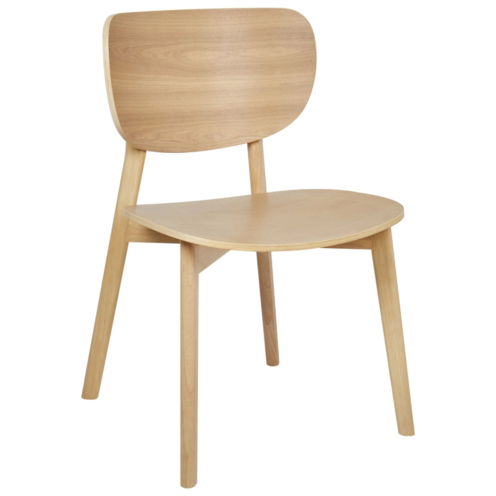 Set di 2 sedie da pranzo con struttura e gambe in legno di gomma chiaro stile minimalista
