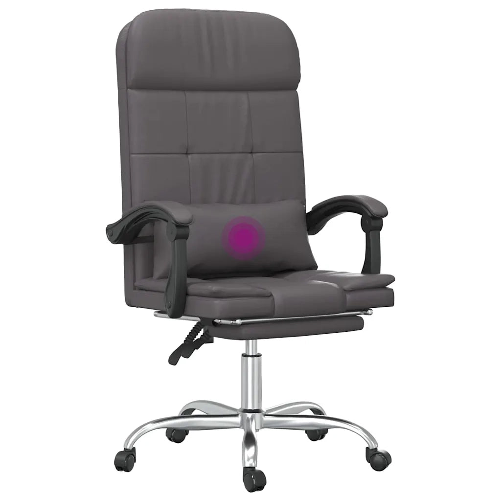 Sedia per studi-Poltrona da Ufficio Massaggiante Reclinabile Grigio Similpelle 464565