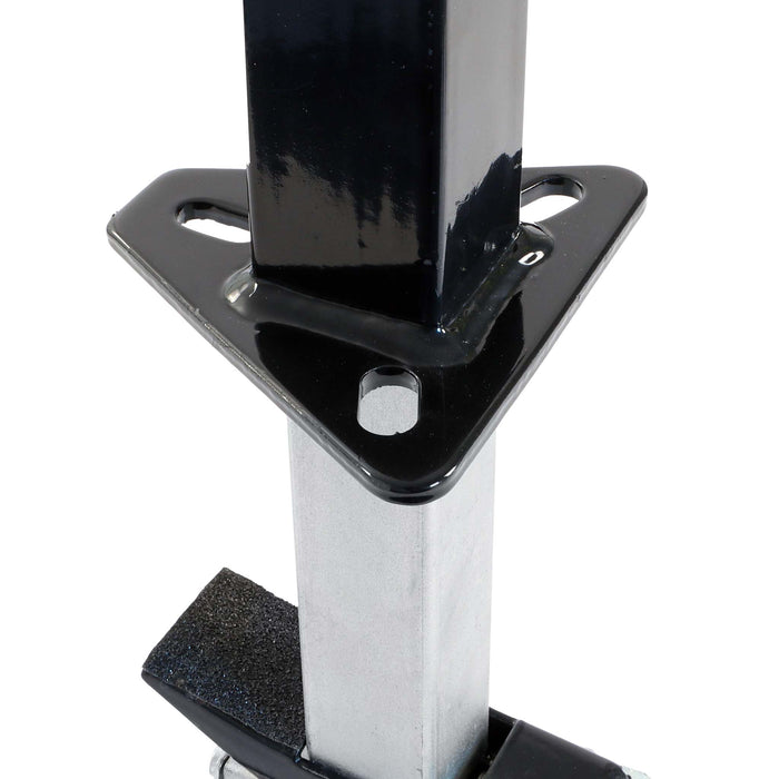 Piede stabilizzatore per rimorchi roulotte, max 900 kg, regolabile in altezza con manovella, con pedale e perno di sicurezza