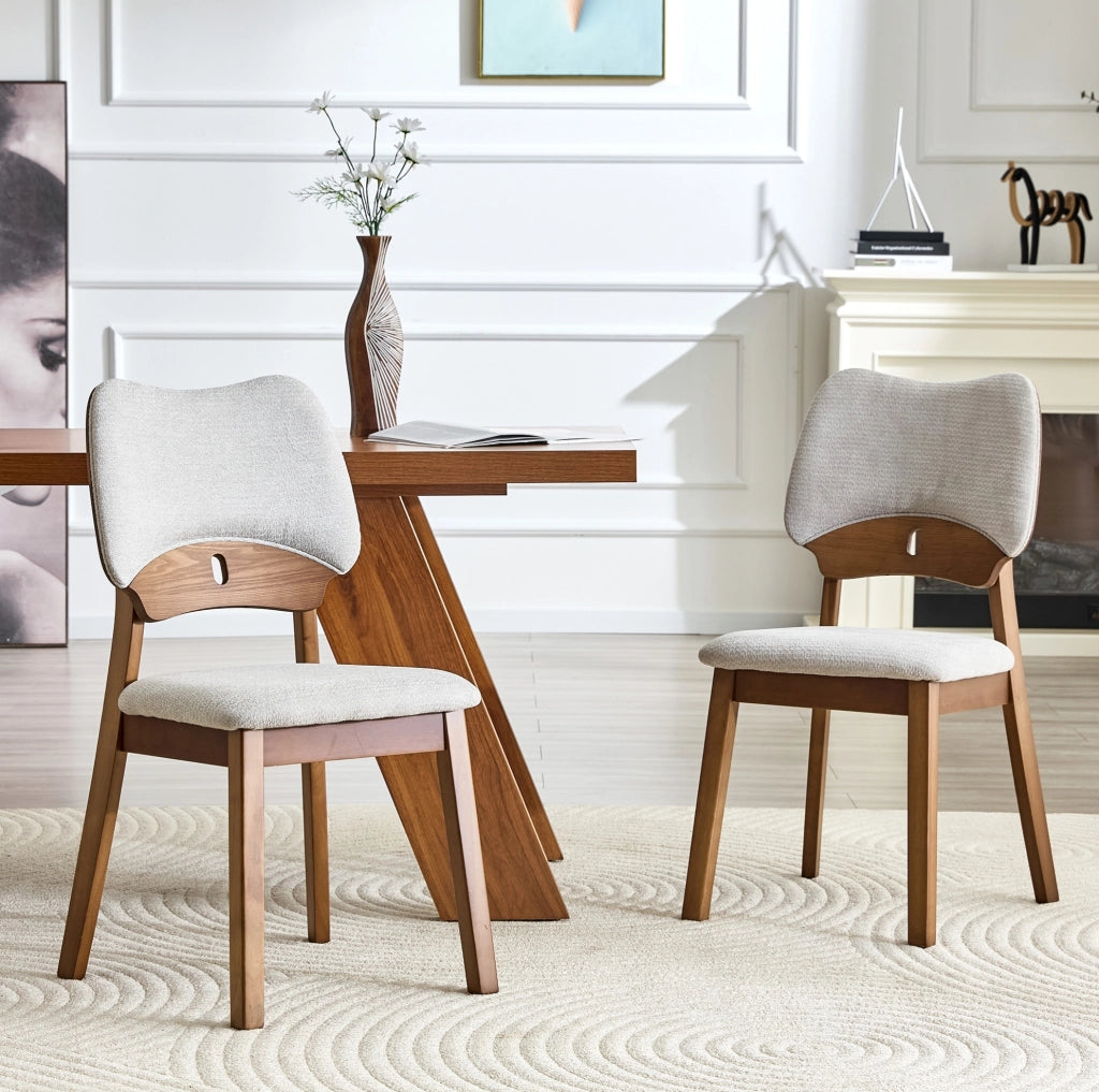 Set di 2 sedie da pranzo 95.5x36.0x54.0 cm con schienale a farfalla in legno di caucciù grigio