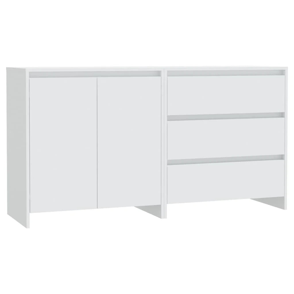Buffet credenza cassettiera armadio mobile contenitore organizer per cucina soggiorno salotti set da 2 legno ingegnerizzato bianco 02_0036694