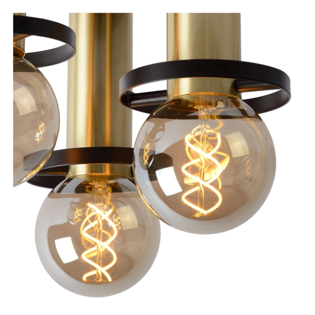 Plafoniera Lucide Anaka 3 luci E27 nero oro 30cm metallo