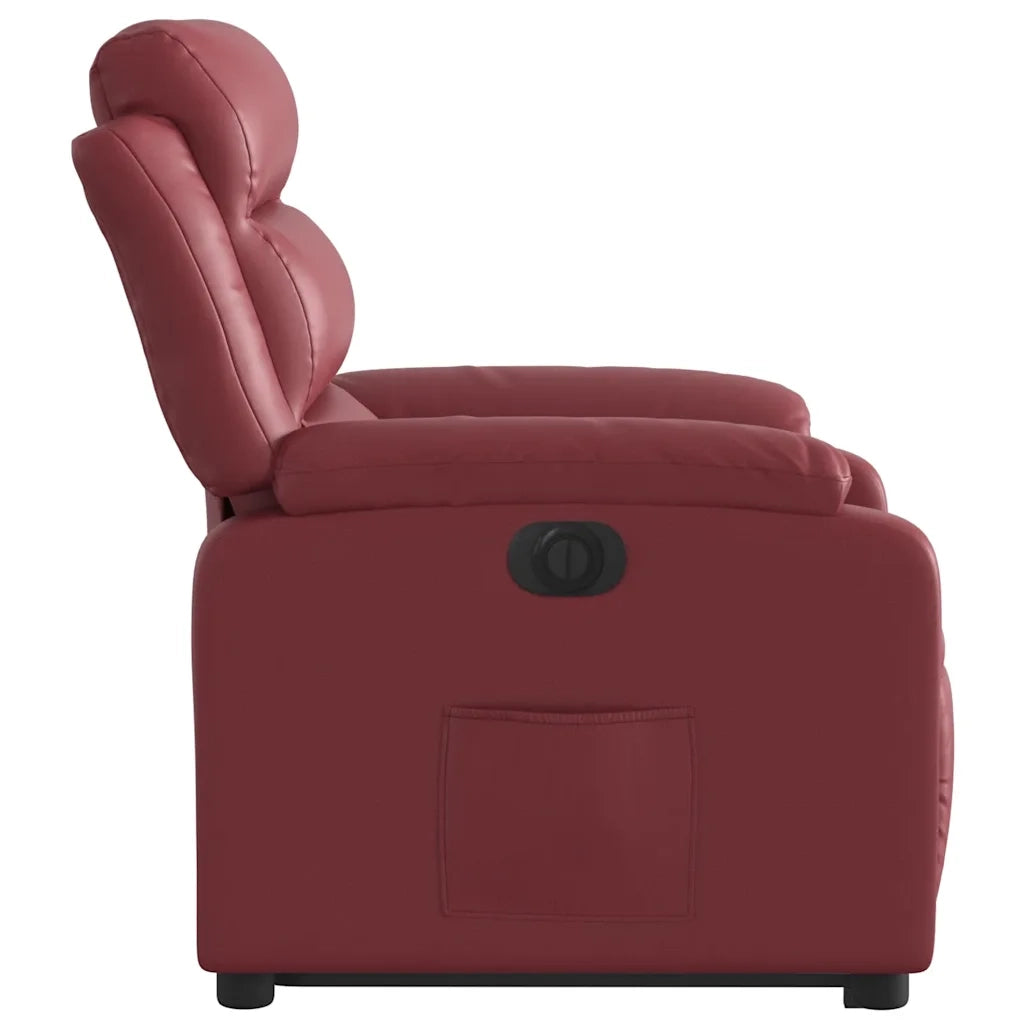 Poltrona Alzapersona Reclinabile Rosso Vino in Similpelle