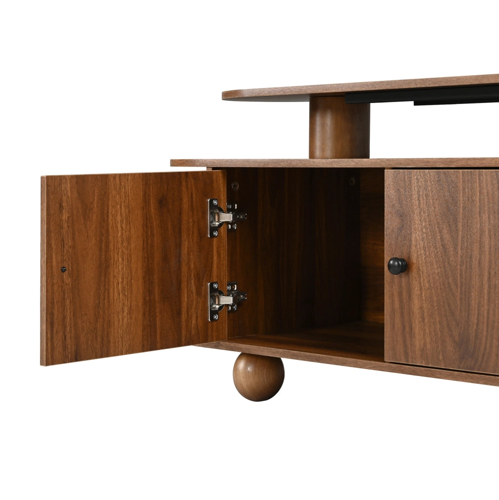 Mobile TV 180x40x48 cm con LED integrato; ante scorrevoli in MDF noce