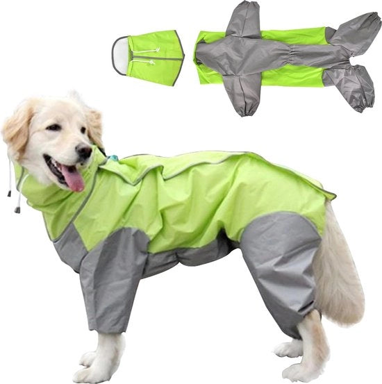 Cani, Impermeabile giubbotto per cani, Giubbotto impermeabile con cappuccio, Leggero giubbotto per cani di taglia media e grande, Giubbotto per cani da giardino e vacanze con cane, Verde (24)