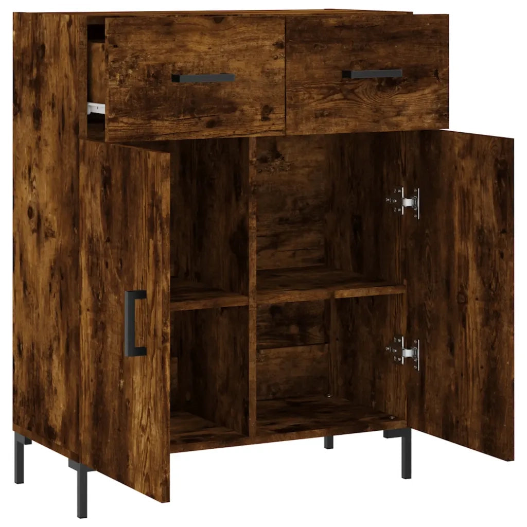 Credenza Rovere Fumo 69,5x34x90 cm in Legno Multistrato 827985