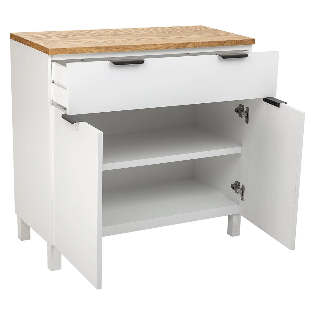 Mobile da ingresso in legno, 2 cassetti, 2 porte bianco 82x39,5x80