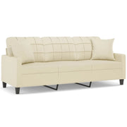 Divano | Divano da soggiorno | Sofa a 3 Posti con Cuscini Crema 180 cm in Similpelle