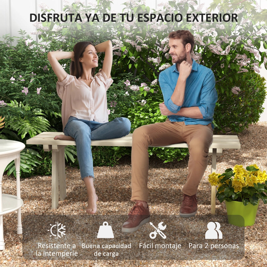 Panchina in Legno 2 Posti ¨C zephmum ¨C Naturale 130x38x45 cm