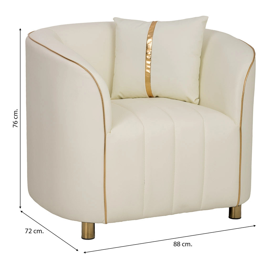 Poltrona in ecopelle beige 88x72x43/76h cm