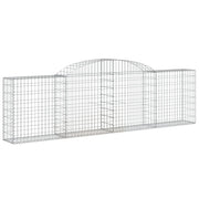 Gabbione recinto a gabbia muro di contenimento ad arco 300 x 30 x 80/100 cm ferro zincato argento 02_0040057