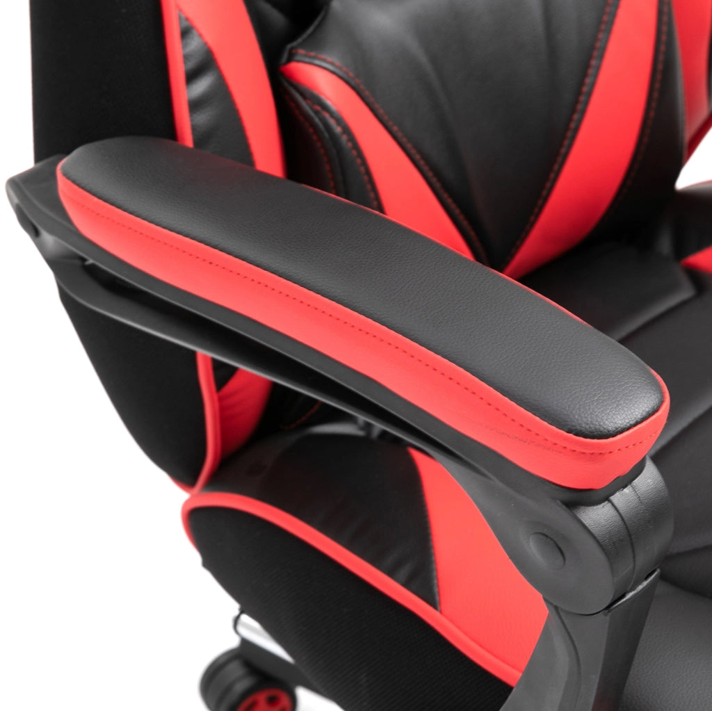 Sedia gaming ergonomica nera con massaggio e poggiapiedi
