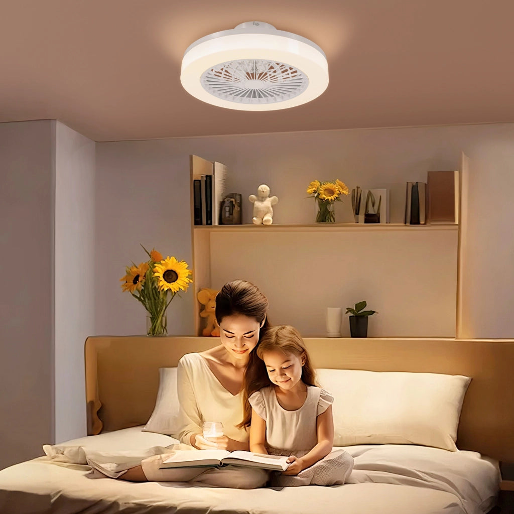Ventilatore a Soffitto con Luce LED ¨C zephmum ¨C 46x16 cm Bianco Plastica Acrilico