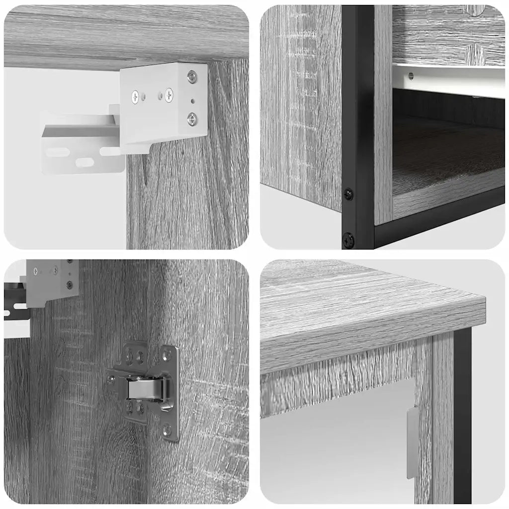 Set di mobili per il bagno con porta 5 pcs Grigio Sonoma e Nero 3328387
