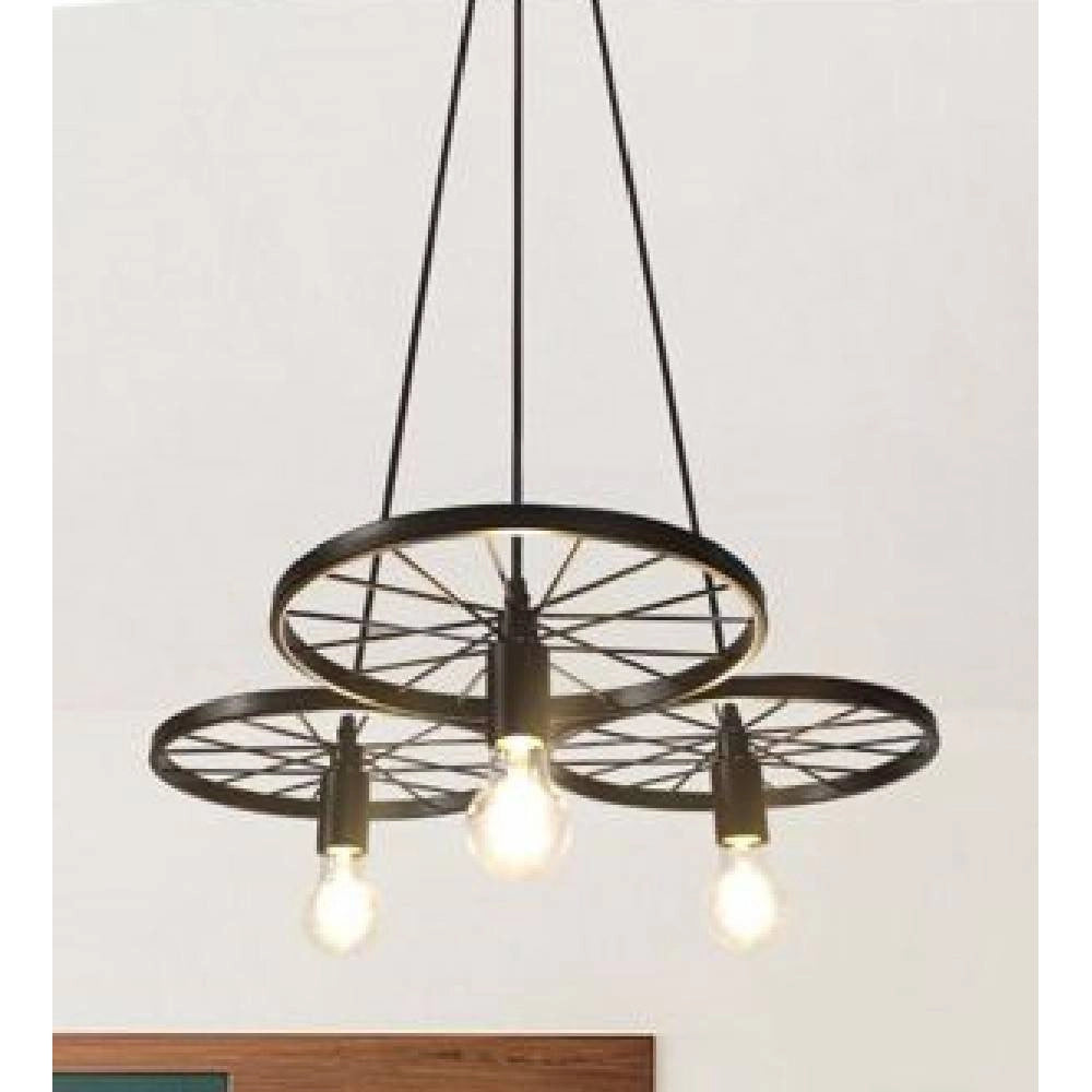 Trade Shop - Lampadario A Sospensione Vintage 3 Portalampada E27 Rustica Retrò Country Lp-86n -
