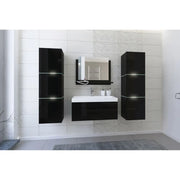 Set di mobili da bagno neri della collezione OWL. 2 colonne, mobiletto sottolavabo, lavabo 80cm.