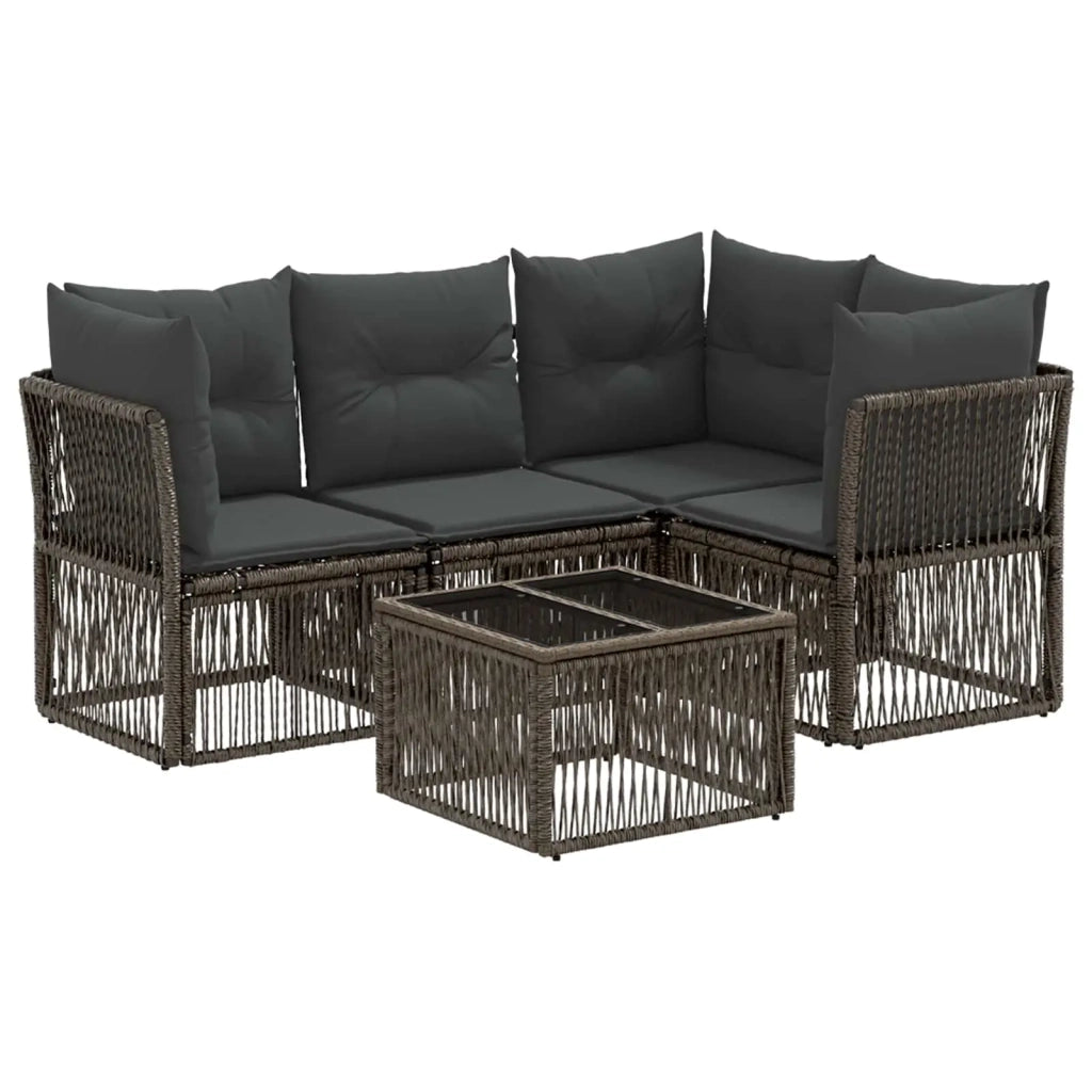 Set Divano da Giardino 5 pcs Grigio polyrattan 3434213