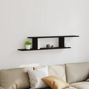Mensola TV da parete  nera in rovere 125x18x23 cm in legno ingegnerizzato
