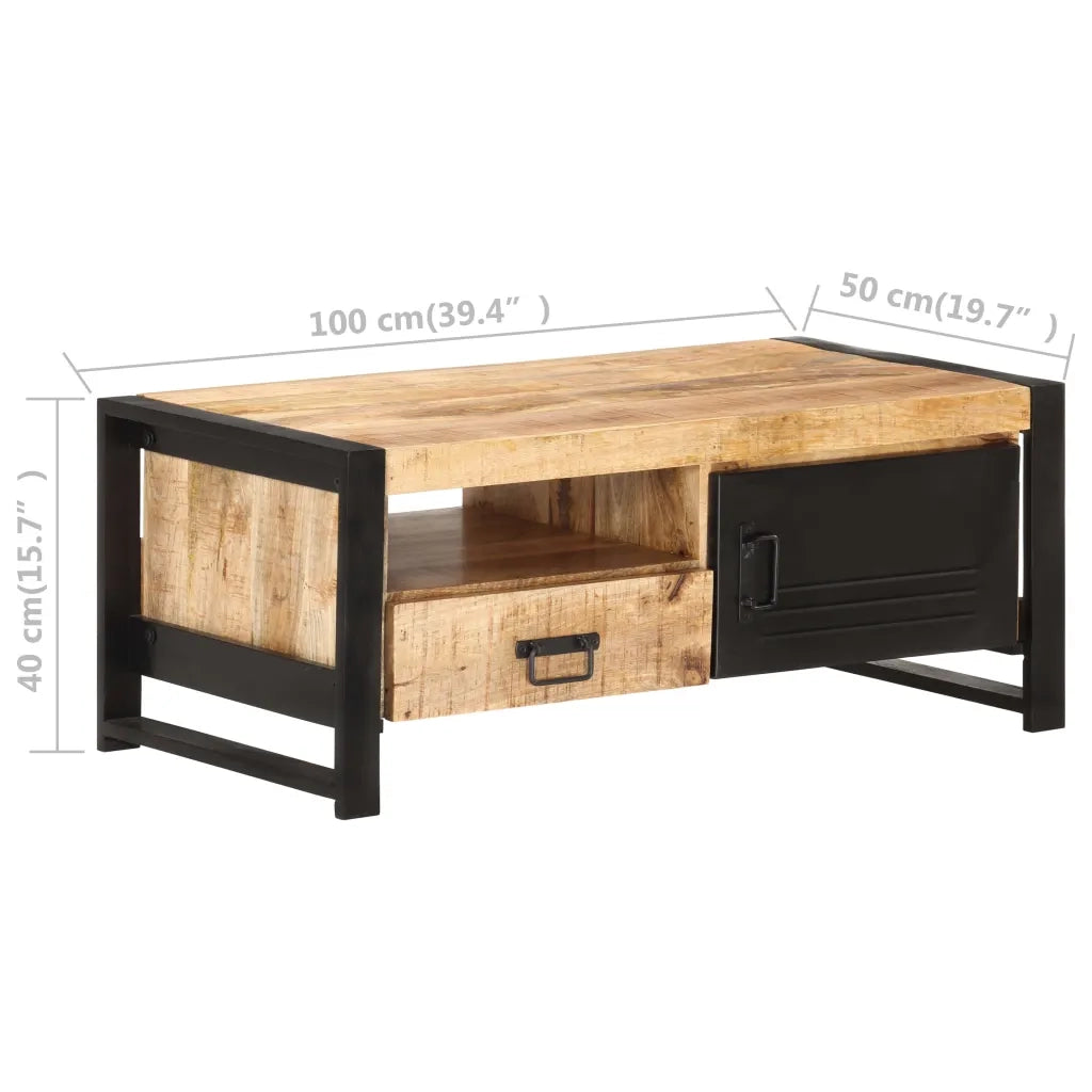 Tavolino da Salotto 100x50x40 cm in Legno Grezzo di Mango 320194