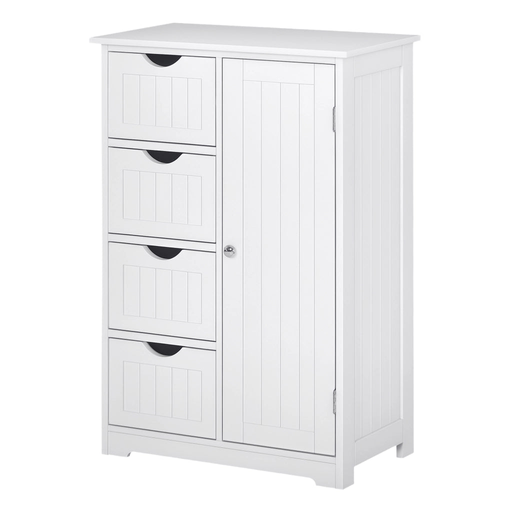Mobile da Bagno con Cassetti e Armadietto Regolabile ¨C Zephmum ¨C Bianco, MDF, 56x30x83cm