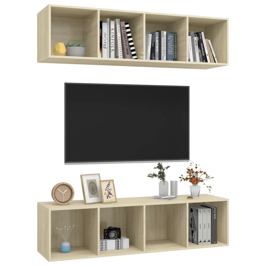 Mobile TV a Parete 2 pz | Armadietto TV | Mobile Porta TV Rovere Sonoma in Truciolato