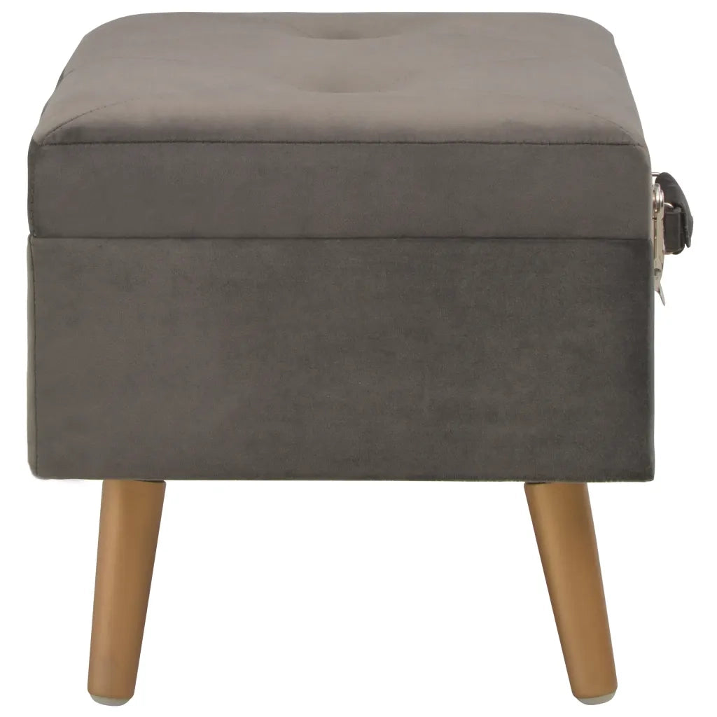 Sgabello con Contenitore 40 cm in Velluto Grigio 329253