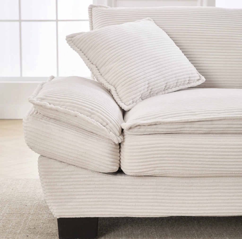Divano 2 posti in velluto beige con seduta profonda 224 cm