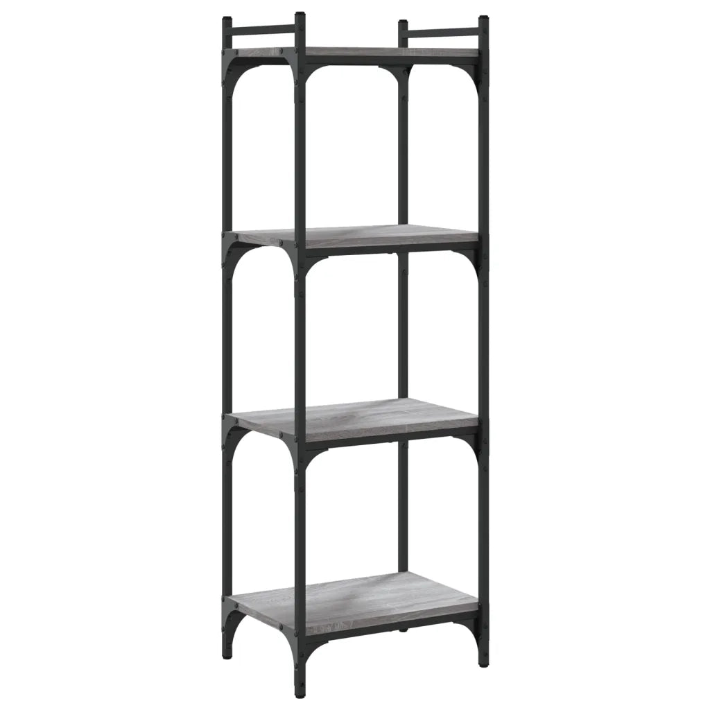 Libreria 4 Ripiani-Scaffale per Libri-Mobile di Stoccaggio Grigio Sonoma 40x30x120cm Legno Multistrato