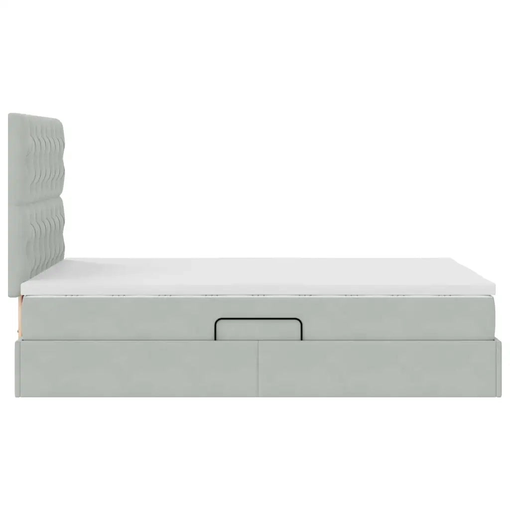 Letto con contenitore e materasso Grigio chiaro 120 x 190 cm