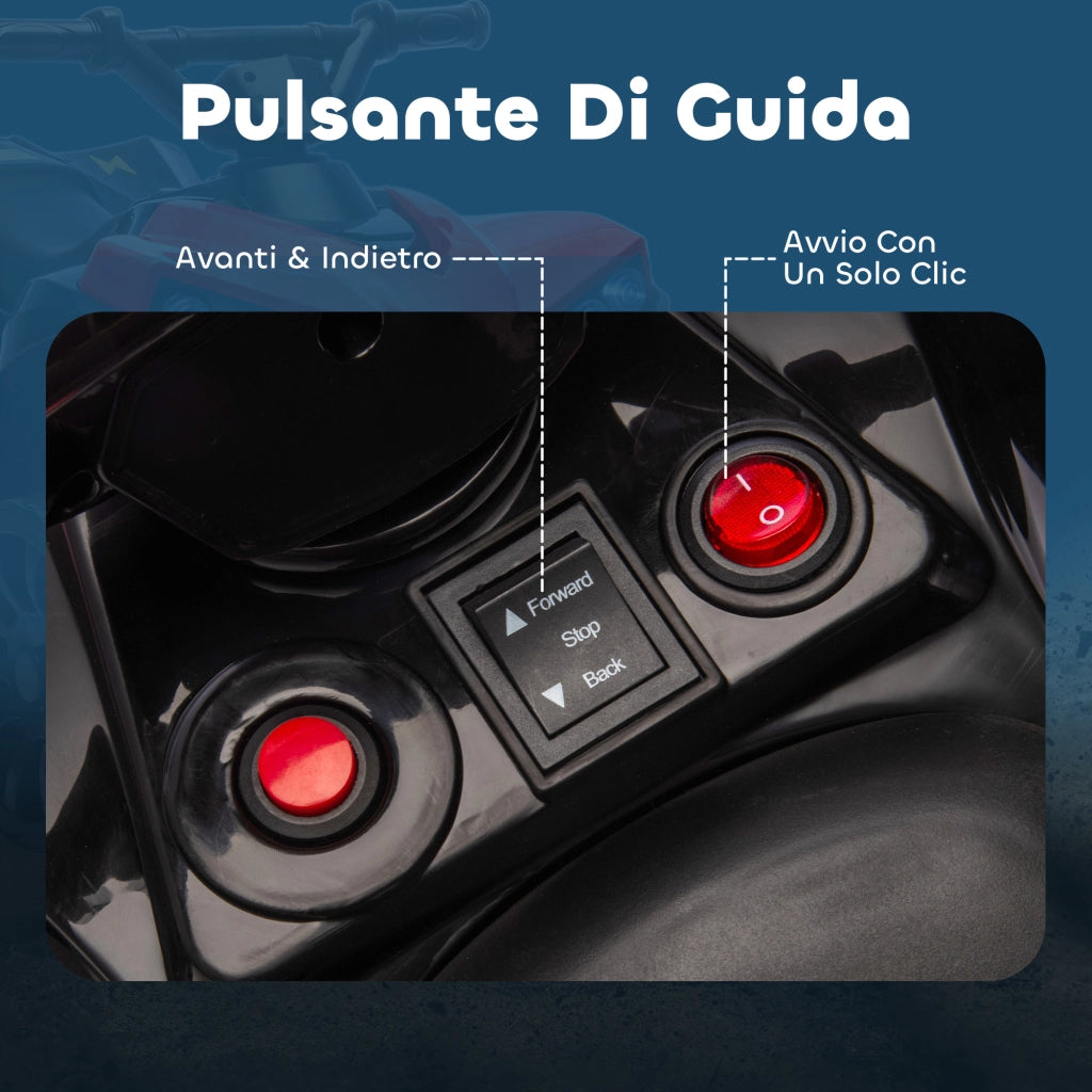 Quad Elettrico per Bambini ATV 6V Ricaricabile con Fari e Musica Rosso
