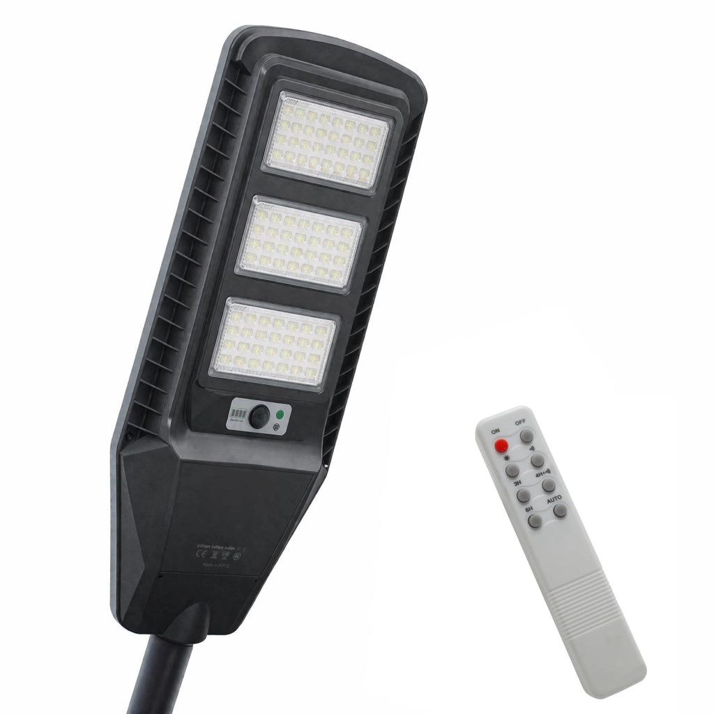 Armatura Stradale Solare LED 180W Sensore Crepuscolare IP65 Pannello Fotovoltaico Luce Sicurezza Viali Giardino Cancello