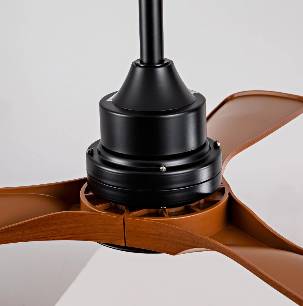 Ventilatore da soffitto con luce LED e telecomando, motore DC reversibile, ABS, nero noce scuro