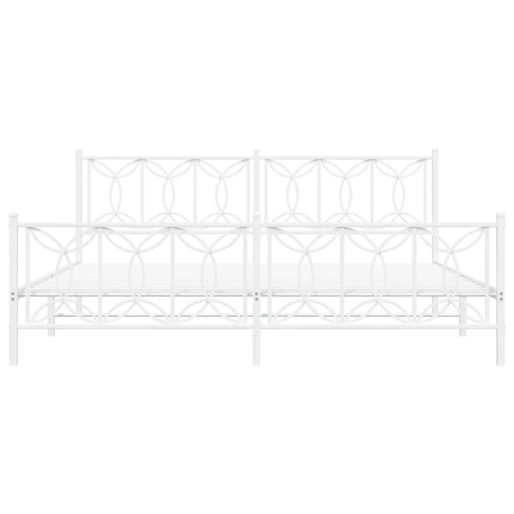 Giroletto con Testiera e Pediera Metallo Bianco 200x200 cm 376202