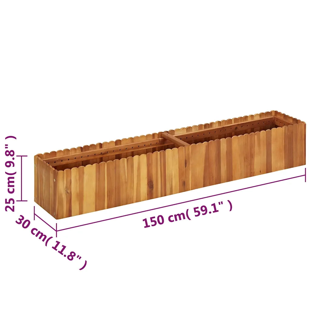Fioriere | Cassetta per fiori | Letto Rialzato da Giardino 150x30x25 cm in Massello di Acacia