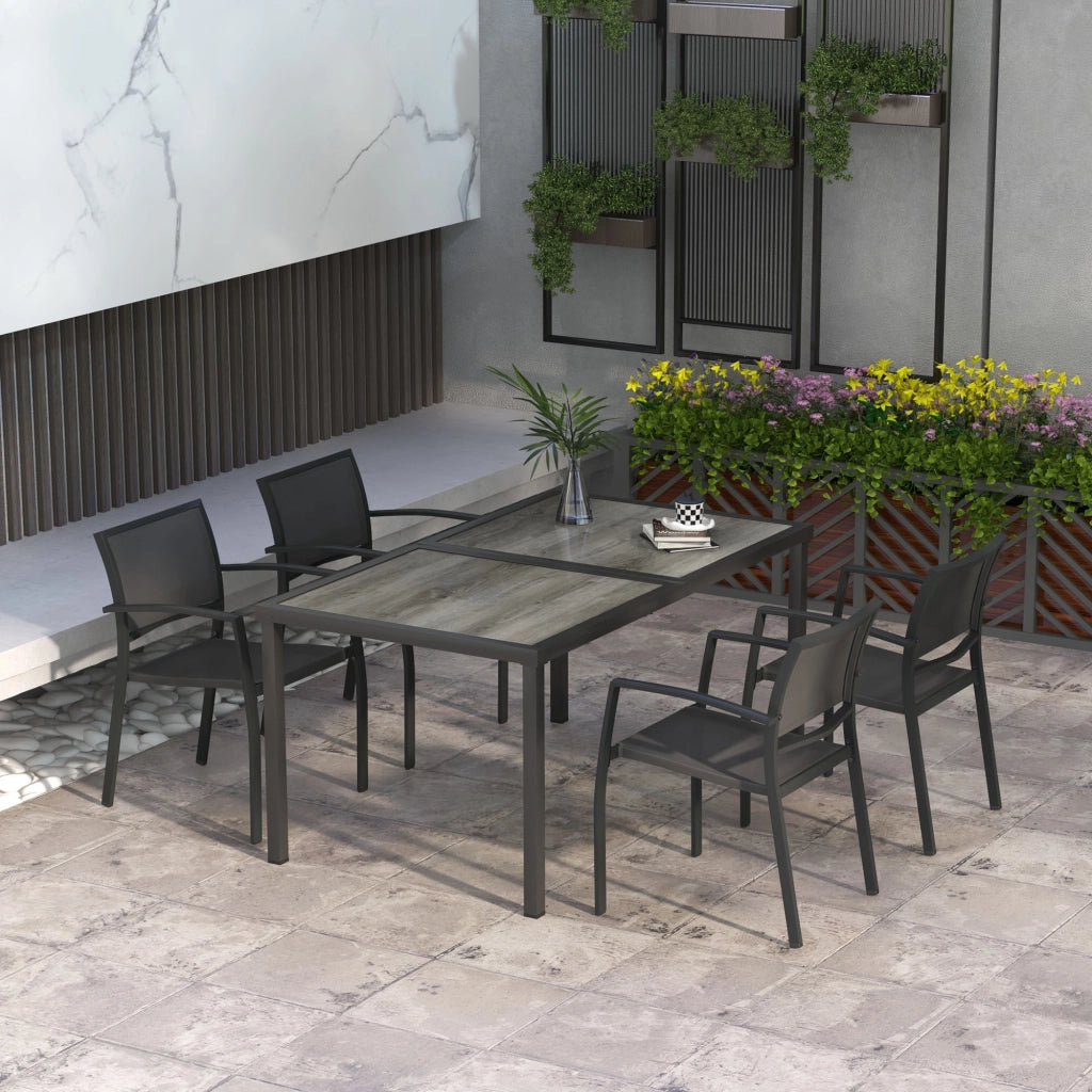 Set Giardino Sedia Tavolo 4 Posti ¨C zephmum ¨C Grigio 150x87x72 cm