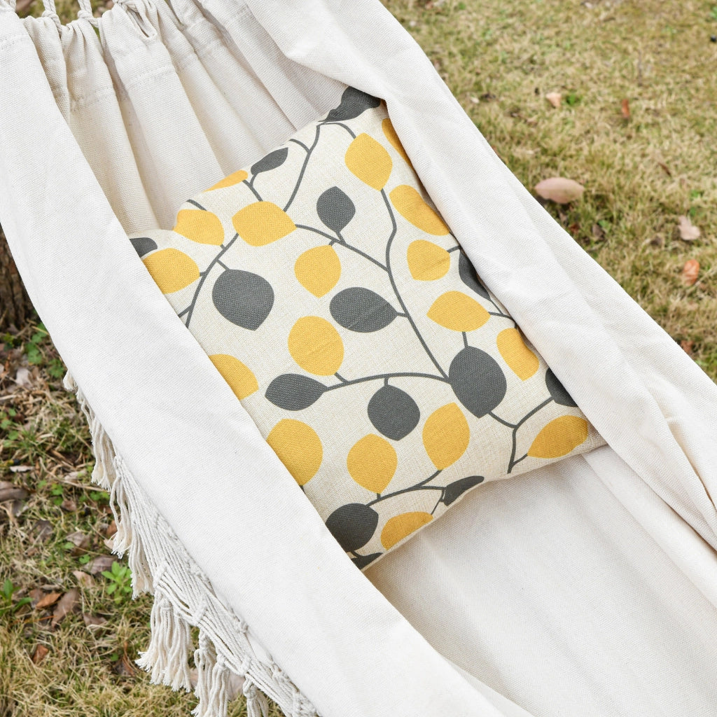 Amaca da Giardino Sospesa in Tela con Frange ¨C zephmum ¨C Crema 288x150 cm