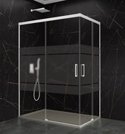Box doccia angolare BASIC apertura al vertice 95x70 cm (90-95/65-70) bianco opaco vetro satinato