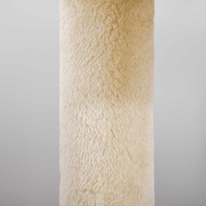 Albero Tiragraffi per Gatti con Cuccia e Piattaforma 104H cm Rivestimento in Sisal e Peluche Bianco Crema