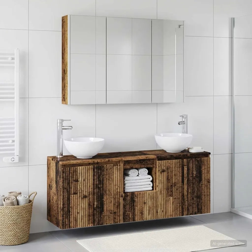 Set di Armadi da Bagno 4 pcs Legno antico 103,5 x 15,5 x 70 cm 3406349