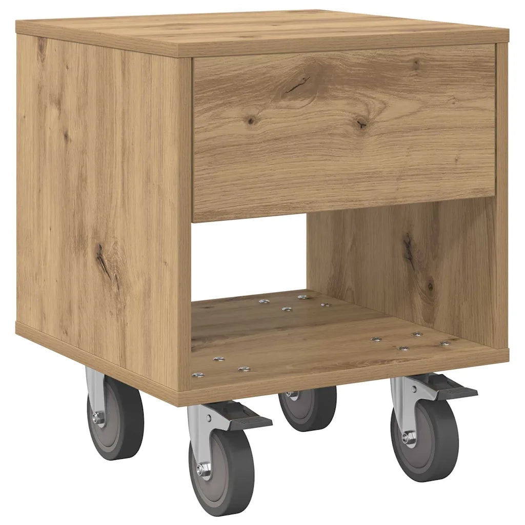 Comodino | Armadio da Notte | Mobiletto da notte Rovere artigianale 40,5 x 40 x 48 cm Legno multistrato