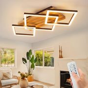 ZMH Lampada a Soffitto LED Legno 31W 57cm Dimmabile 3 Rettangolari Moderna Per Soggiorno