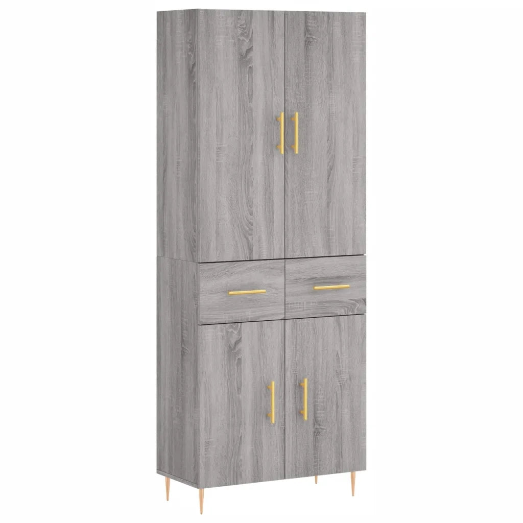 Credenza-Buffet-Armadio da cucina Grigio Sonoma 69,5x34x180 cm in Legno Multistrato 393791
