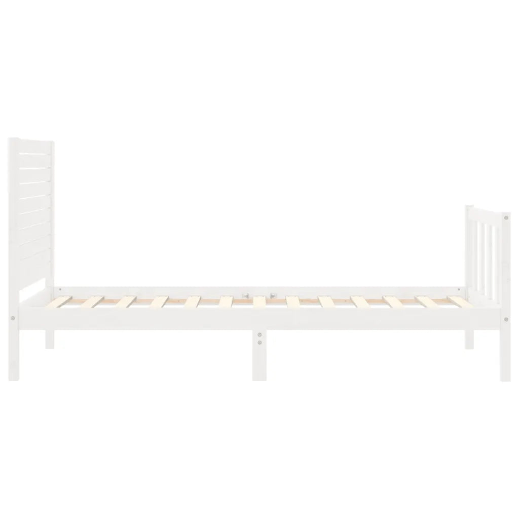 Giroletto con Testiera-Struttura Letto con testiera Bianco Single in Legno Massello 315186