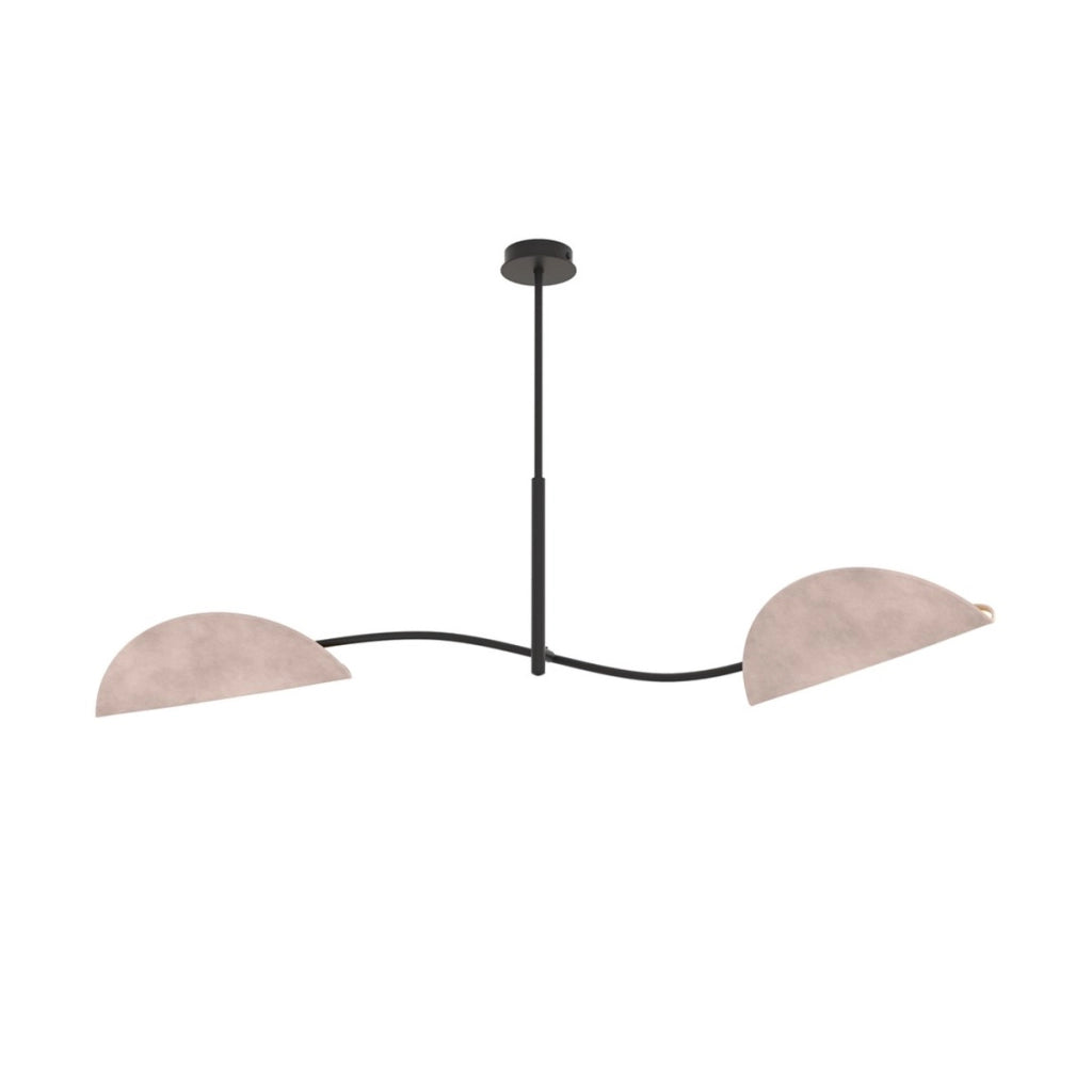Lampada a sospensione Lotus con paralumi a foglia in velluto grigio