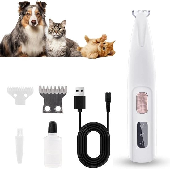 Piede doppio USB caricabile trimmer per cani - Apparecchio silenzioso per animali domestici per zampe, occhi, orecchie, faccia, corpo
