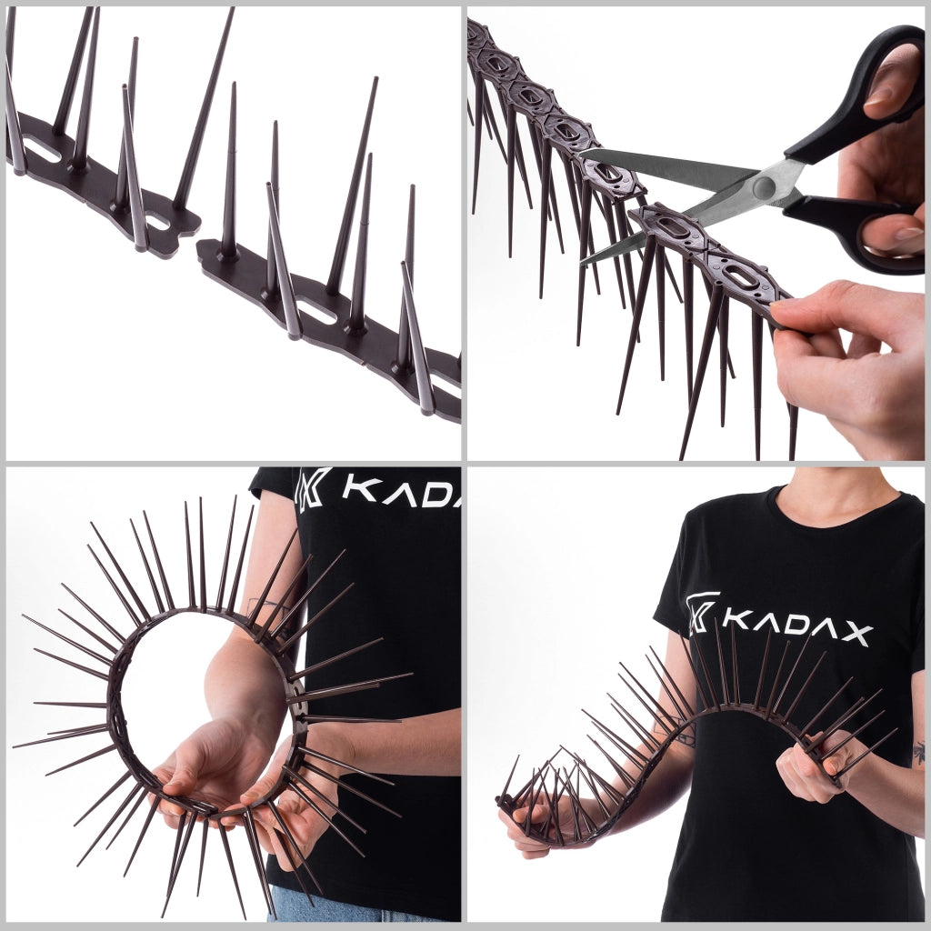 Punte dissuasive per uccelli KADAX in plastica, alte 48,5 cm, sicure.