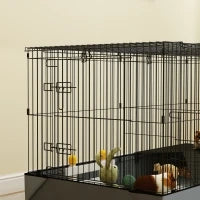 Gabbia per Animali Piccoli 2 in 1, Coperchio Rimovibile e Sezioni Separate, 121x61x61 cm, Nero