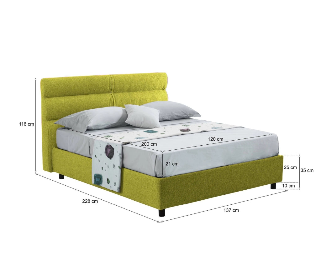 Brinzio, Letto Piazza e Mezza Materasso Incluso Made in Italy, Verde