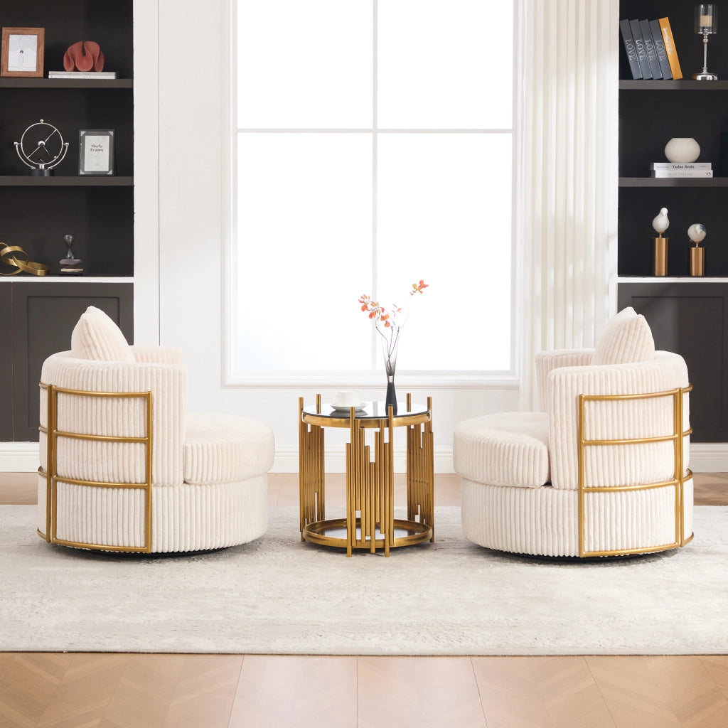 Poltrona relax girevole a 360° con contenitore e seduta profonda in corda beige
