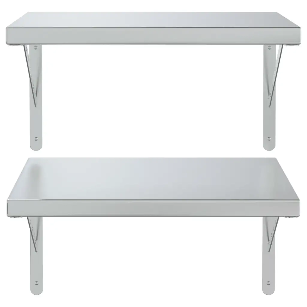 vidaXL Mensole a Muro 2 pz 50x40 cm Argento in Acciaio Inossidabile